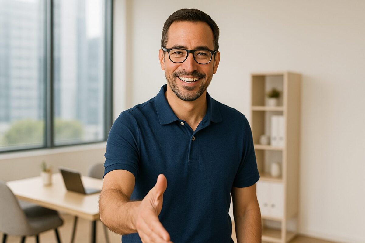 KI Berater einer Kognitiven KI gibt die Hand.